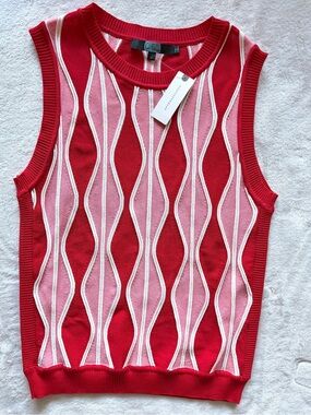 Anthropologie Eva Franco Red and Pink Sleeveless Knit Top NWT